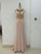 Colors Dress - 1703 Ornate Illusion Cut Out Jersey Dress in Pink