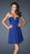 La Femme - Bedazzled and Ruched V-neck Empire Waist Chiffon A-line Dress 17042 In Blue