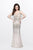 Primavera Couture - Deep V-neckline Beaded Evening Gown 1704 in Neutral