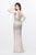 Primavera Couture - Deep V-neckline Beaded Evening Gown 1704 in Neutral