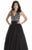 Jolene Collection - 17051 Geo-Beaded Illusion Long Gown In Black and Silver