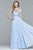 s7989 Long chiffon dress with bead detailing