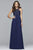 s7989 Long chiffon dress with bead detailing