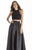 Jolene Collection - 17055 Two Piece Halter A Line Long Dress In Black