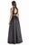 Jolene Collection - 17055 Two Piece Halter A Line Long Dress In Black