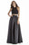 Jolene Collection - 17055 Two Piece Halter A Line Long Dress In Black