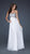 La Femme - Crystal Stone Embellished Empire Waist Full Length Gown 17058 In White and Silver