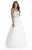 Jolene Collection - 17073L Strapless Beaded Lace up Evening Gown In White and Blue