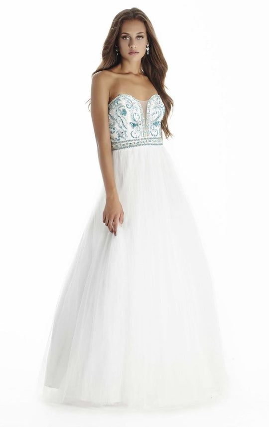 Jolene Collection - 17073 Embellished Sweetheart Ballgown In White and Blue
