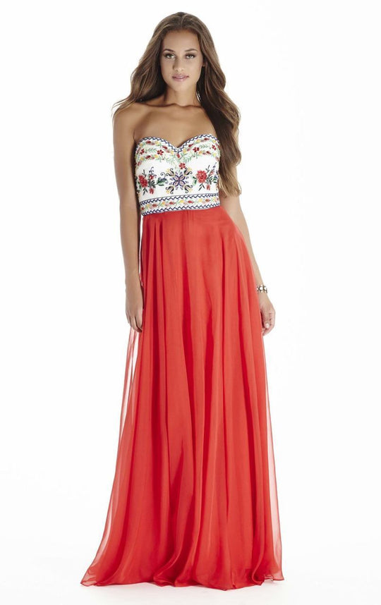 Jolene Collection - 17076 Beaded Strapless Evening Gown In Red and White