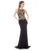 Colors Dress - 1707 Sleeveless Beaded Halter Long Dress in Black and Gold
