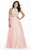 Jolene Collection - 17080 Embellished Tulle Evening Gown In Pink and Neutral