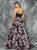 Colors Dress - 1708 Beaded Strapless Floral Satin Dress in Black and Multi-Color