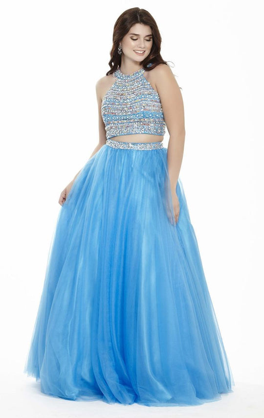 Jolene Collection - 17090 Beaded Two-Piece Evening Gown In Blue