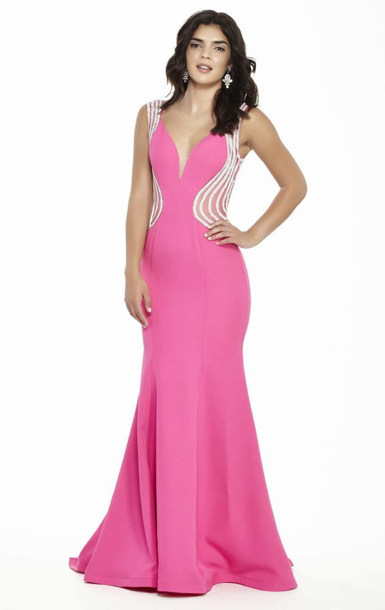 Jolene Collection - 17091 Sleeveless Beaded Slim Gown In Pink