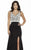Jolene Collection - 17095 Sleeveless Beaded Slit Gown In Black and White
