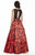 Jolene Collection - 17098 Beaded Printed Mikado Gown In Black and Red