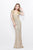 Primavera Couture - V-Neck Sequined Evening Gown 1709 in Neutral