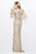 Primavera Couture - V-Neck Sequined Evening Gown 1709 in Neutral