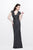 Primavera Couture - V-Neck Sequined Evening Gown 1709 in Gray