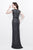 Primavera Couture - V-Neck Sequined Evening Gown 1709 in Gray