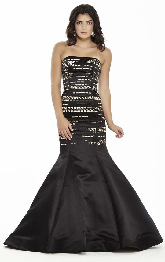 Jolene Collection - 17101 Strapless Straight Mermaid Gown In Black and Neutral