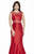 Jolene Collection - 17102 Bateau Neck Embellished Gown In Red and Neutral