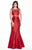 Jolene Collection - 17102 Bateau Neck Embellished Gown In Red and Neutral