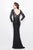 Primavera Couture - Posh Beaded Lace Bateau Illusion Sheath Gown 1710 in Black