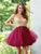 Clarisse - 3461 Gem Embellished Strapless Cocktail Dress in Red and Gold