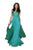 La Femme - 17111 Strapless Ruched Long Gown in Jungle Green  in Green