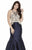 Jolene Collection - 17115 Sultry Open Back Mermaid Gown In Blue and Neutral