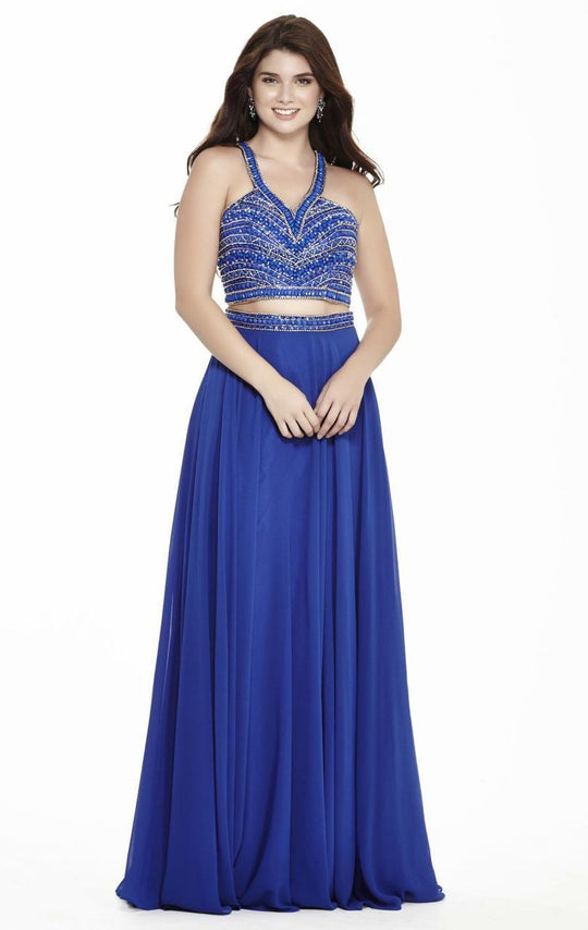 Jolene Collection - 17116 Beaded Two-Piece Chiffon Gown In Blue