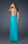 La Femme - 17718 Crystal Beaded Sweetheart Gown with Gathered Center Details In Blue