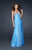 La Femme - 17718 Crystal Beaded Sweetheart Gown with Gathered Center Details In Blue