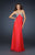 La Femme - 17718 Crystal Beaded Sweetheart Gown with Gathered Center Details In Red