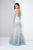 Terani Couture - Bateau Mermaid Evening Gown 1711GL3530 In Neutral and Blue