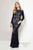 Terani Couture - Fitted Lace Dress with Embroidered Belt 1712E3292 In Blue and Neutral