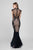 Terani Couture - High Necked Sheer Illusion Gown 1712GL3561 in Black