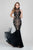 Terani Couture - High Necked Sheer Illusion Gown 1712GL3561 in Black