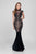 Terani Couture - High Necked Sheer Illusion Gown 1712GL3561 in Black