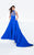 Terani Couture - Halter Long Gown with Sweep Train 1712P2884 In Blue