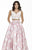 Jolene Collection - 17130 Two-Piece Pleated Mikado Long Gown In White and Pink