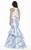 Jolene Collection - 17131 Two-Piece Tiered Mermaid Gown  In White and Blue