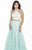 Jolene Collection - 17132 Two-Piece Beaded Halter A-line Gown  In White and Blue