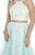 Jolene Collection - 17132 Two-Piece Beaded Halter A-line Gown  In White and Blue