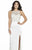 Jolene Collection - 17136 Sheer Illusion Slit Long Gown  In White