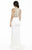 Jolene Collection - 17136 Sheer Illusion Slit Long Gown  In White