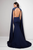 Terani Couture - Ravishing Cape Sleeves Sheath Gown 1713E3323 In Blue