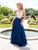 Clarisse - 3465 Jewel Ornate Illusion Halter Gown in Blue